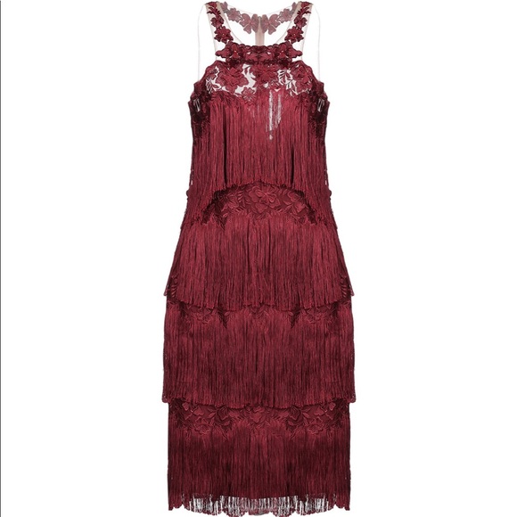 marchesa notte fringe gown